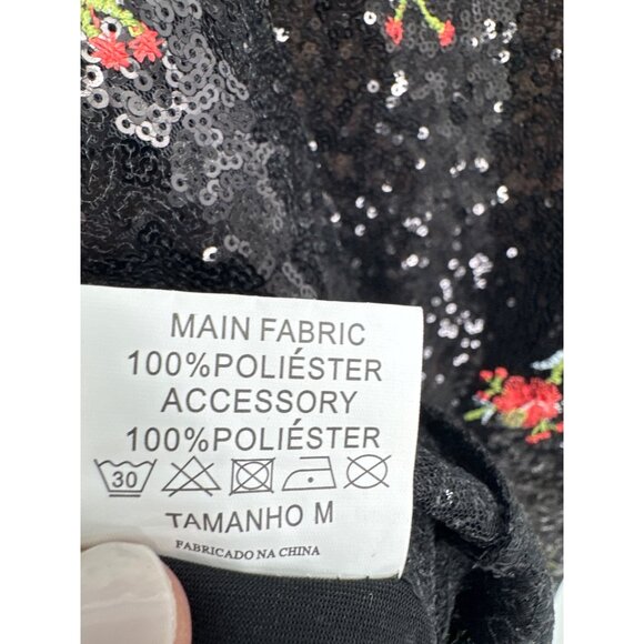 Sabala Black Sequin Embroidered Floral  Dress  size medium new - Picture 3 of 4